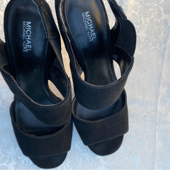 Michael Michael Kors women’s faux suede high heel slip on shoes, blk Size 7.5 - Picture 9 of 12